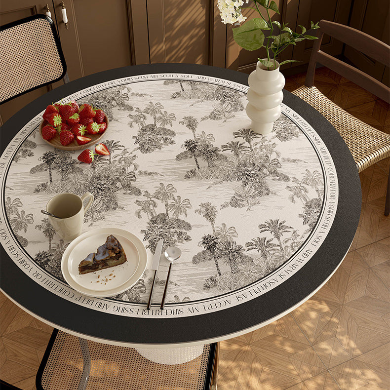 black glorious tree round table mat
