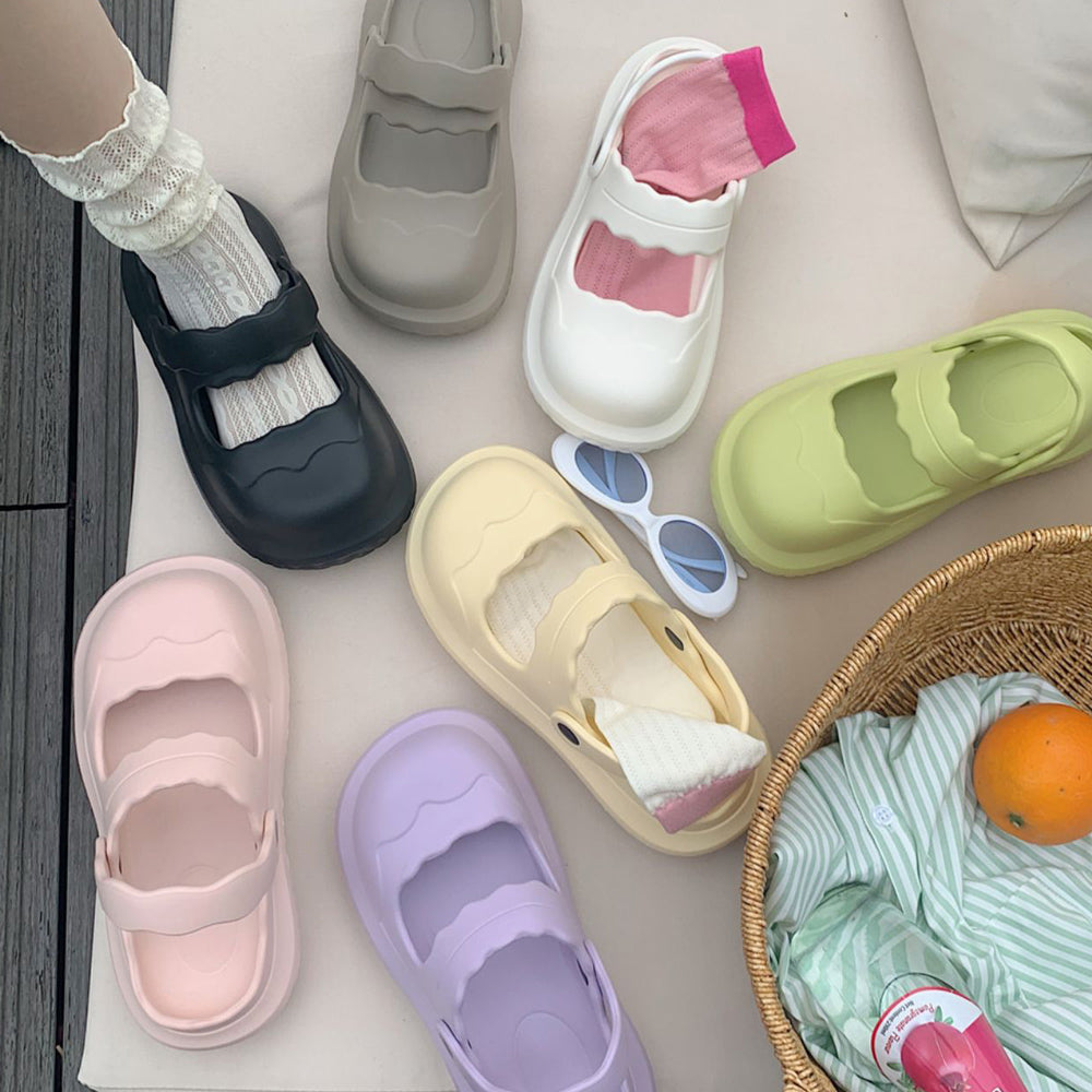 7color scallop band rubber room shoes