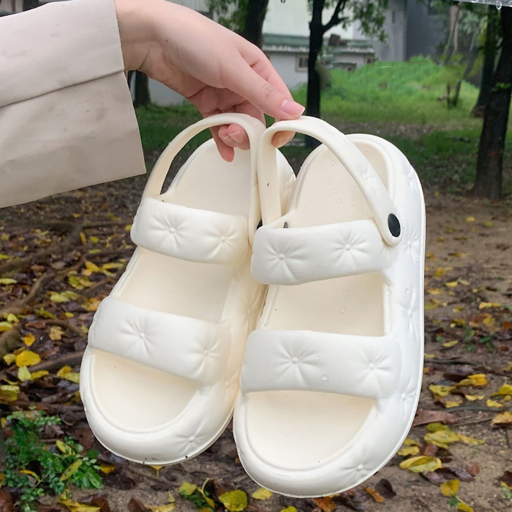 3color button rubber room shoes