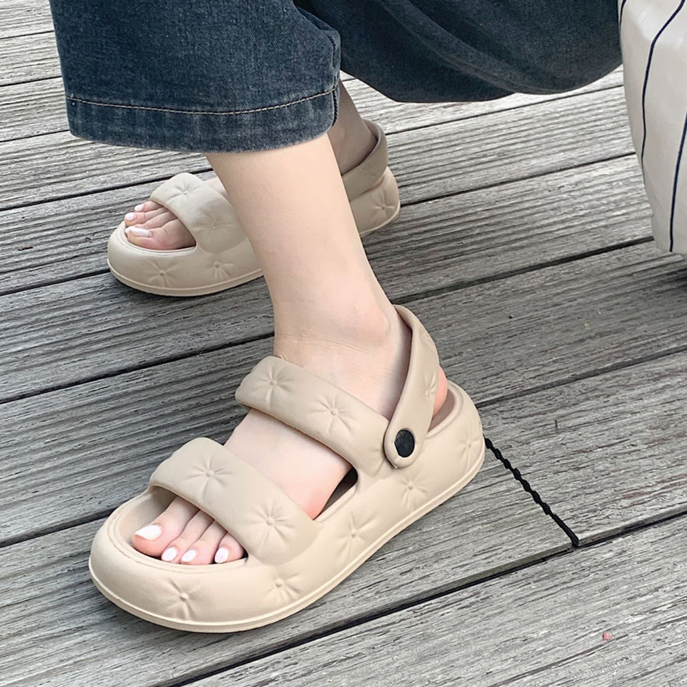 3color button rubber room shoes