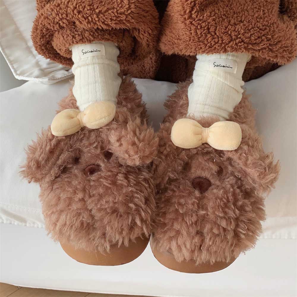 3color fur dog room shoes