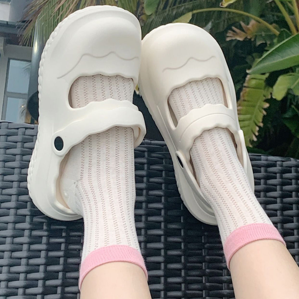 7color scallop band rubber room shoes