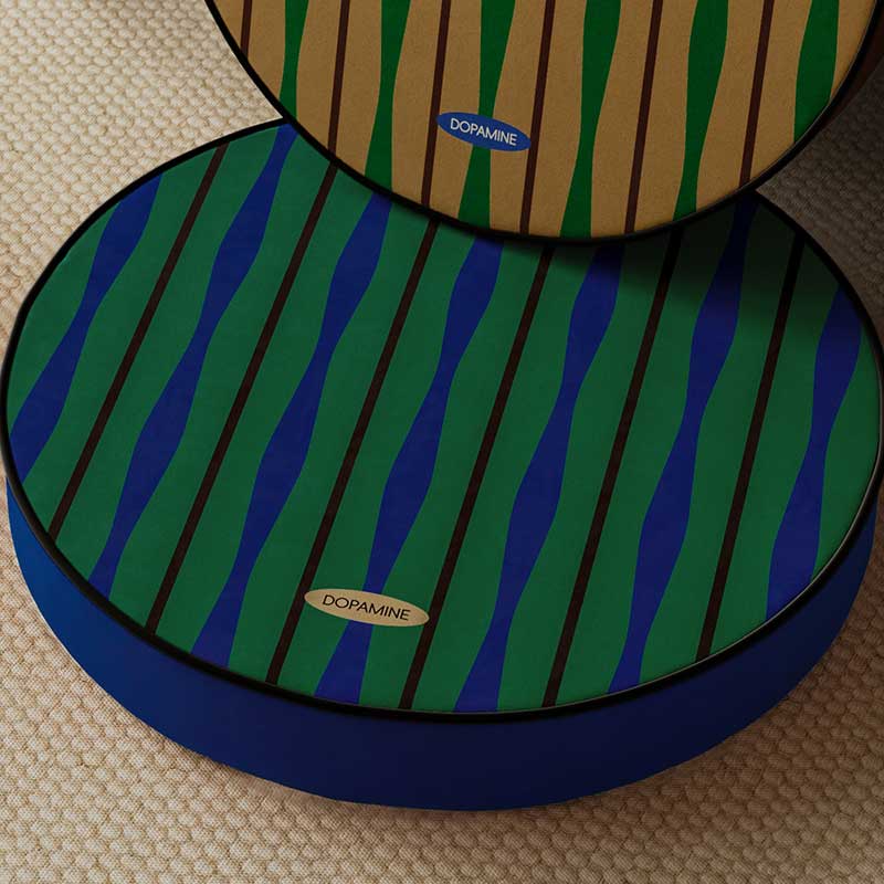 4color retro stripe round cushion
