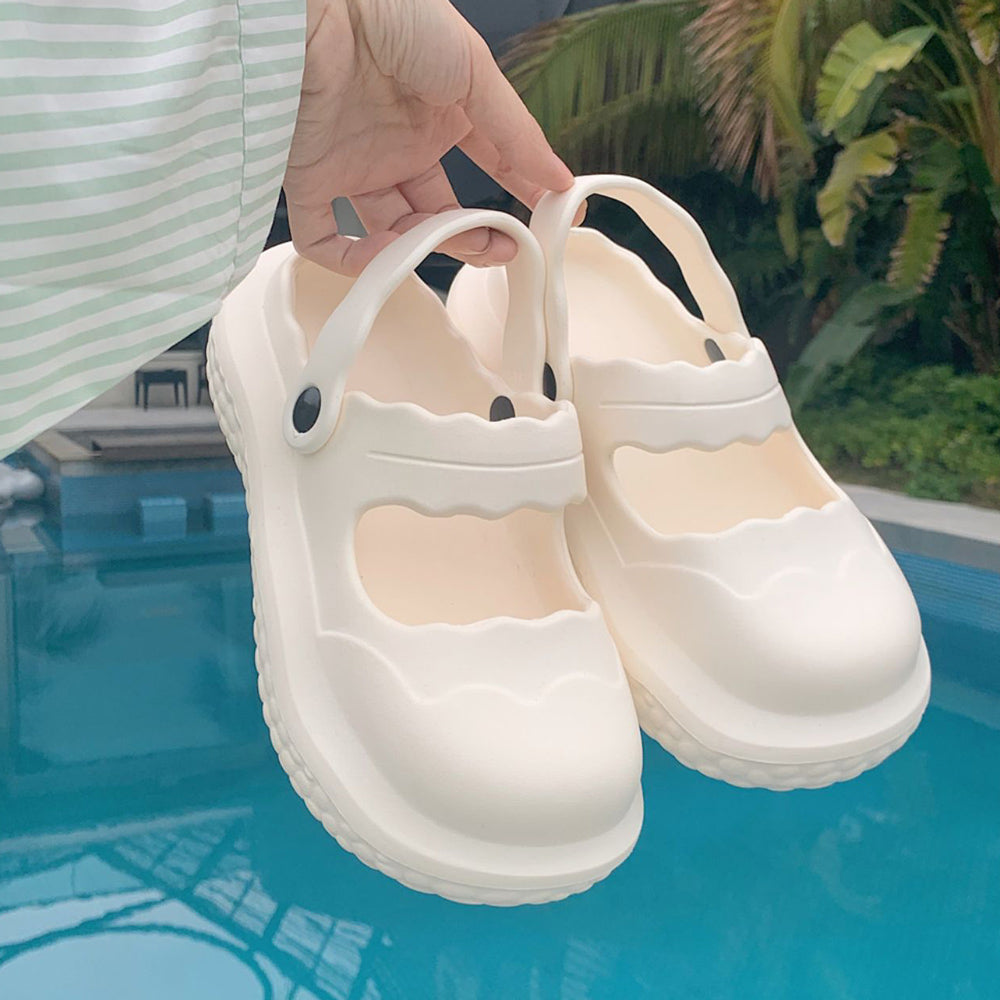 7color scallop band rubber room shoes