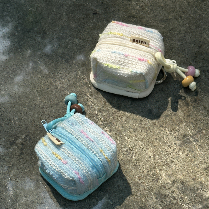 2color yarn knit Airpods case bag