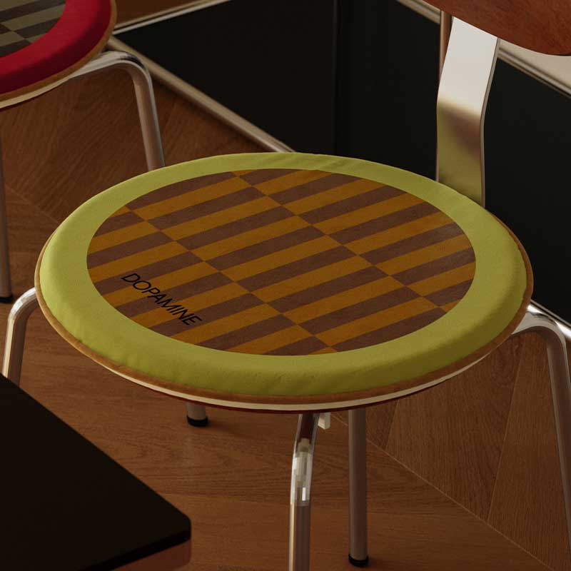 4color retro check chair cushion