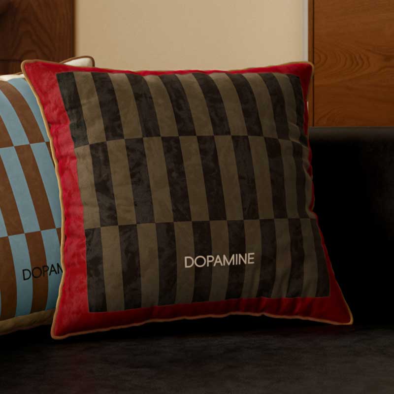 4color retro check cushion