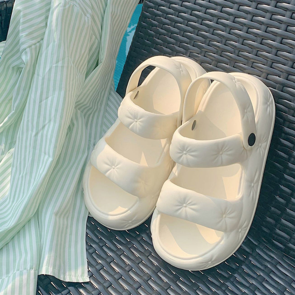 3color button rubber room shoes