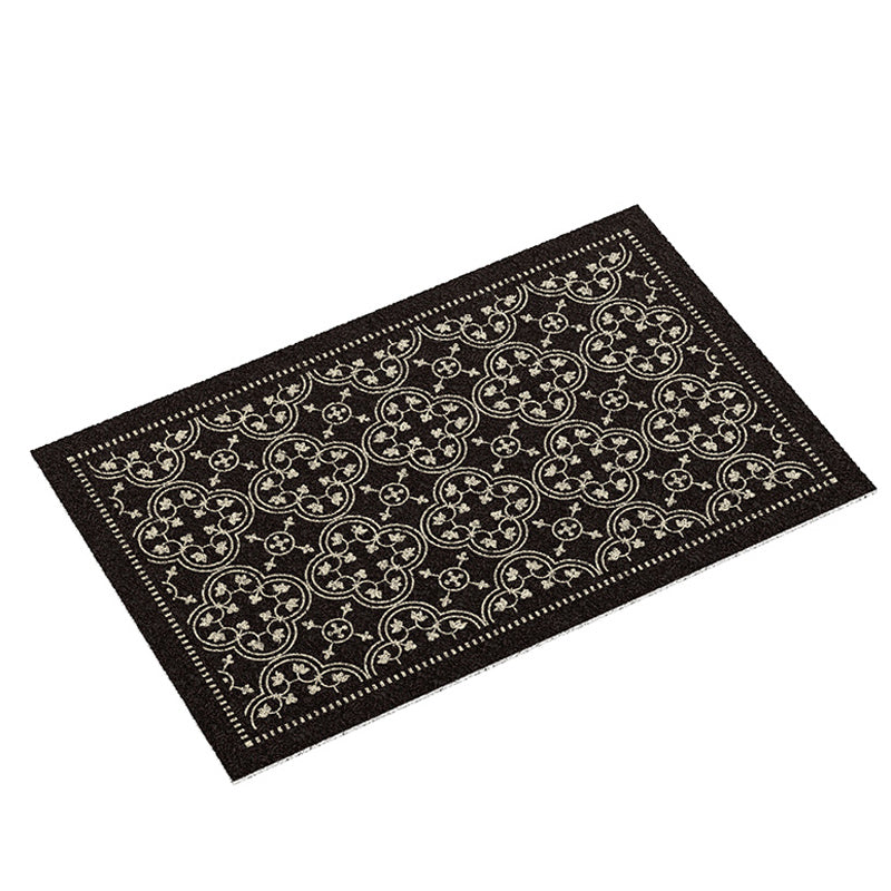 2color monotone flower tile door mat