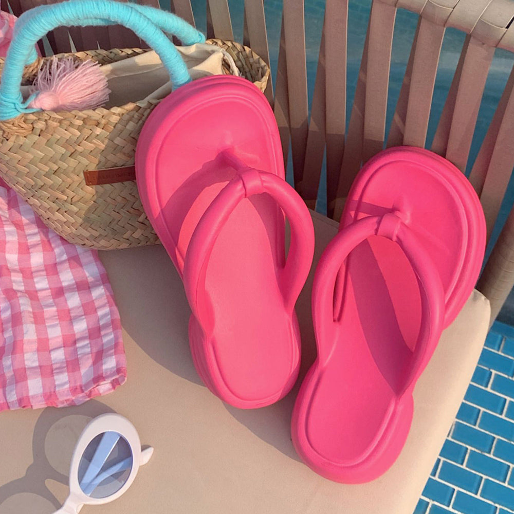 7color chunky heel rubber room shoes