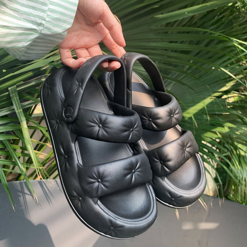 3color button rubber room shoes