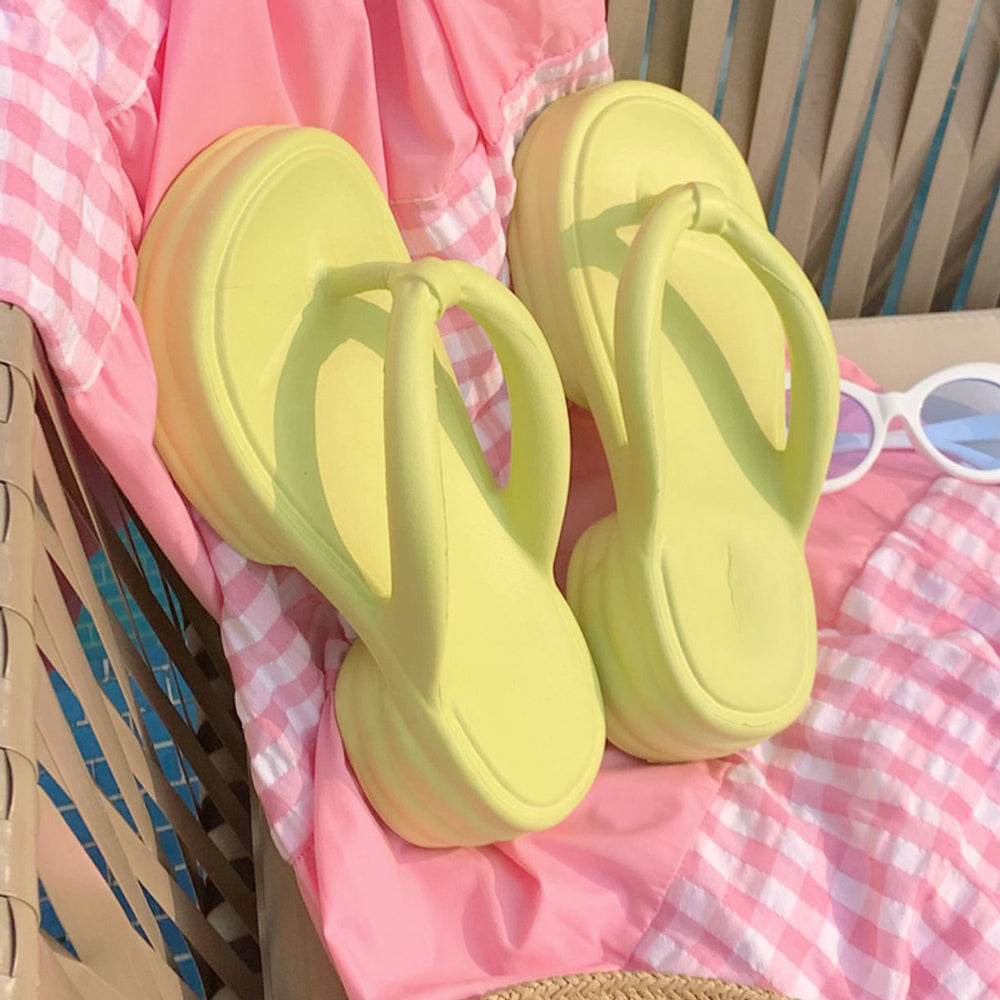 7color chunky heel rubber room shoes