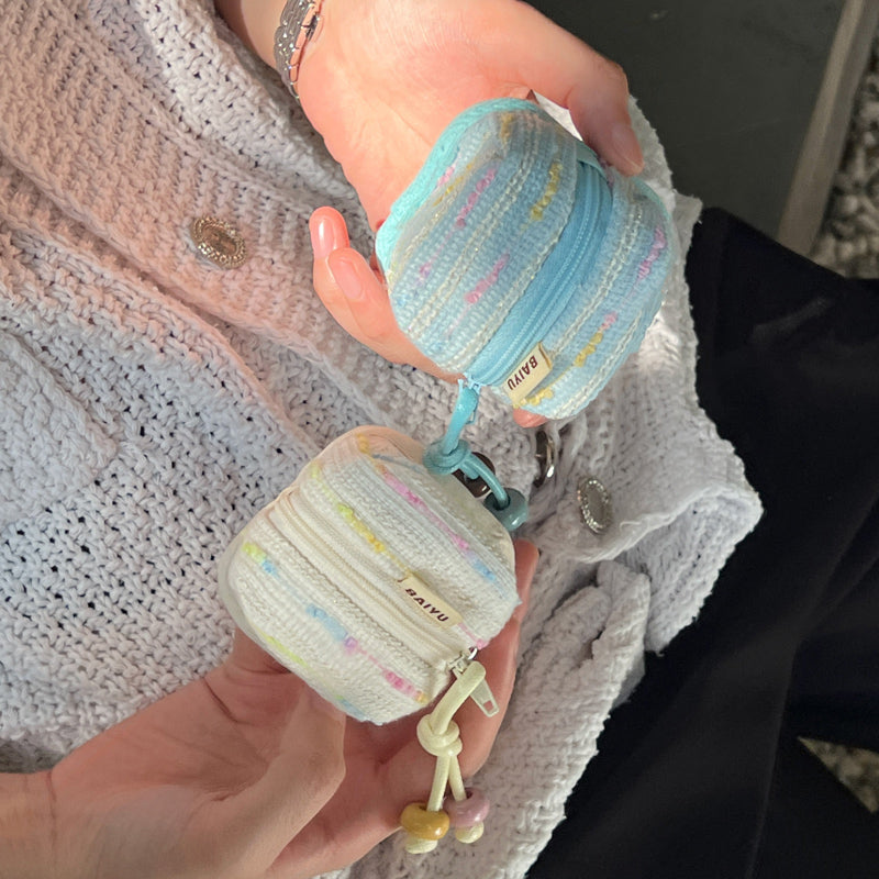 2color yarn knit Airpods case bag