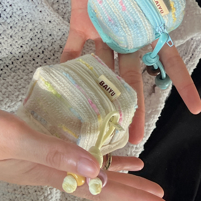 2color yarn knit Airpods case bag