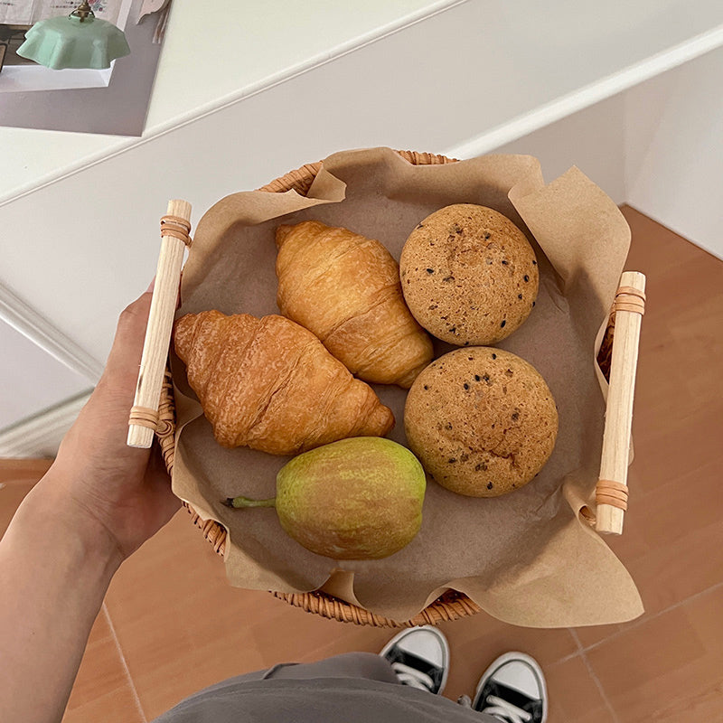 2size round rattan tray