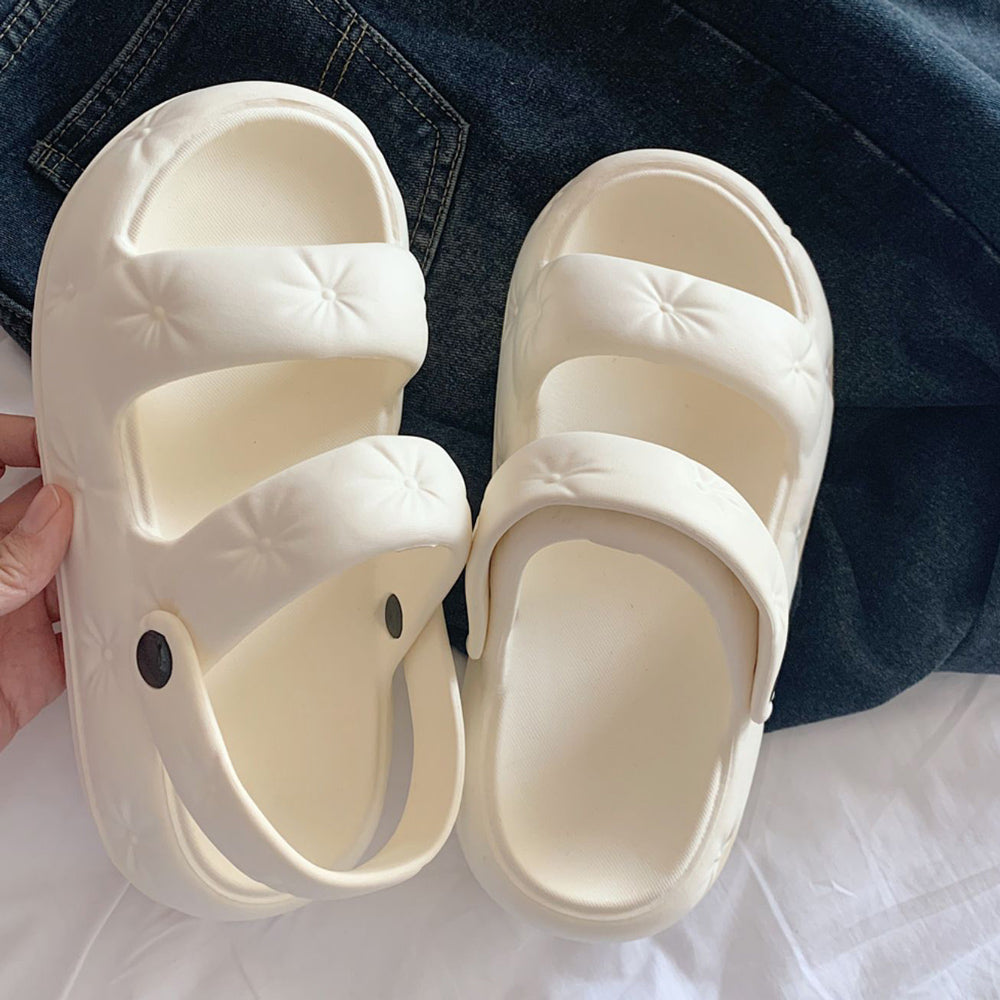 3color button rubber room shoes