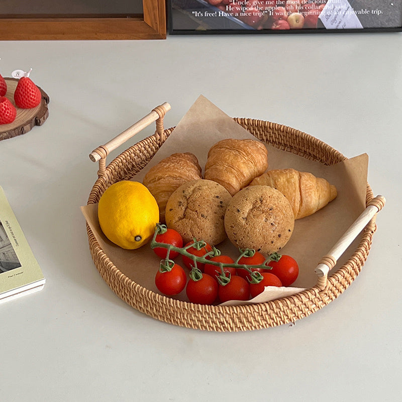 2size round rattan tray