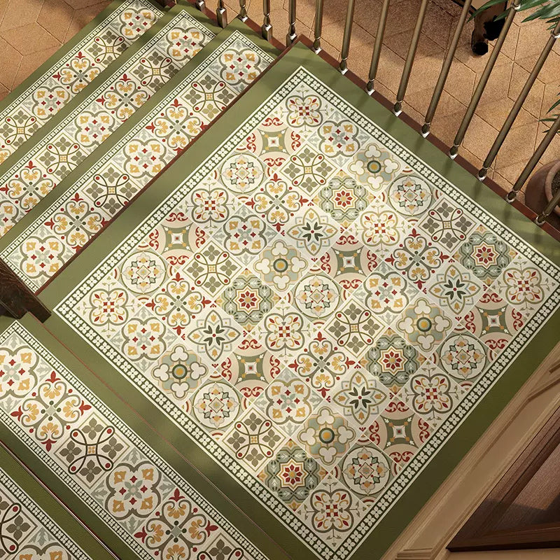 2color flower tile step mat