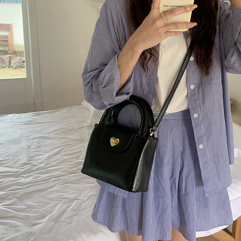 2color heart lock 2way handbag