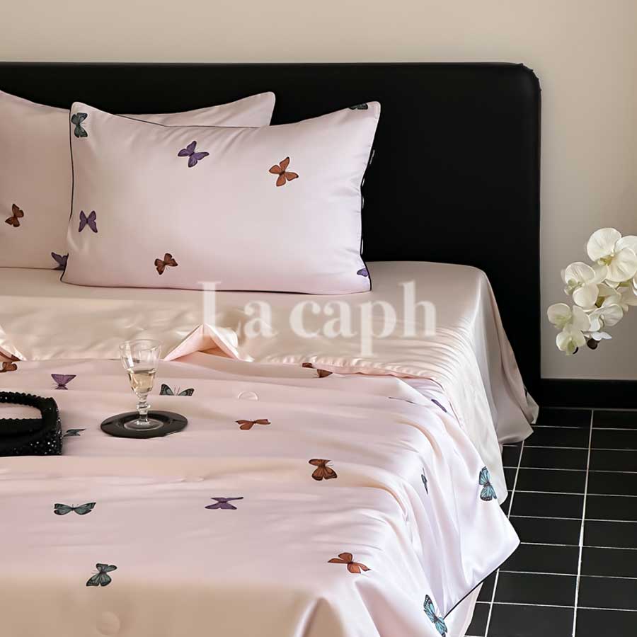 butterfly print quilt & pillow sheets (2colors)