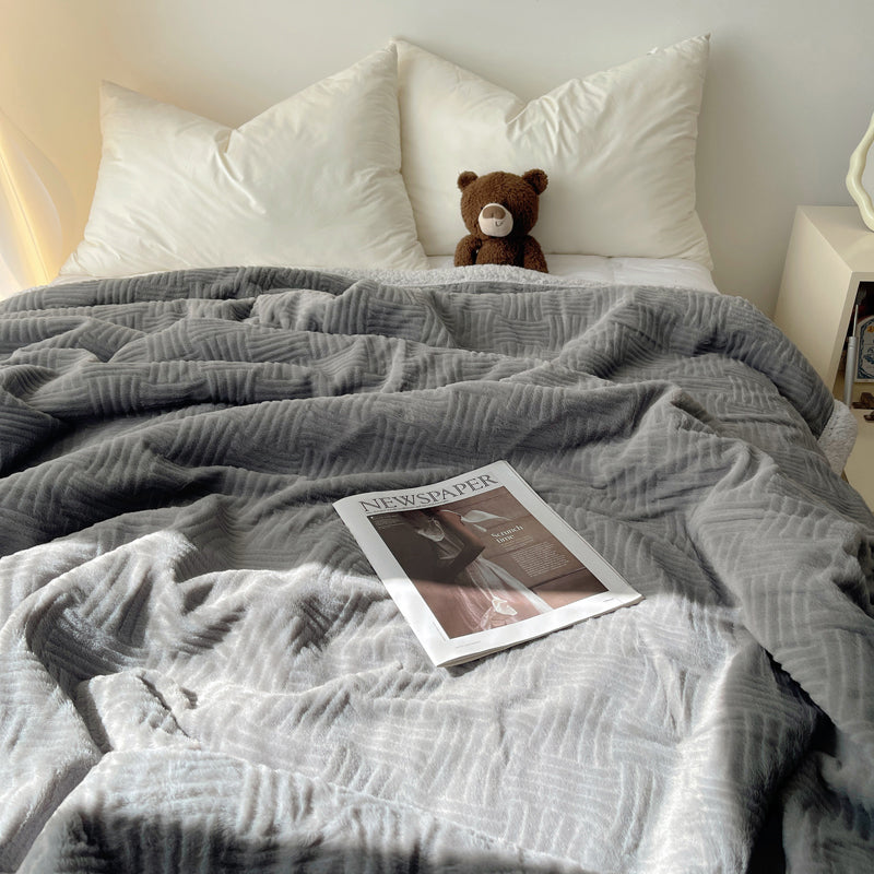 6color block tile boa blanket