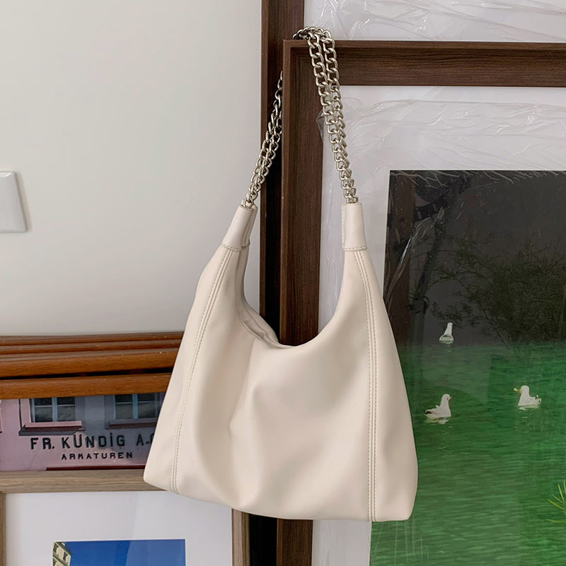 2color chain strap leather bag