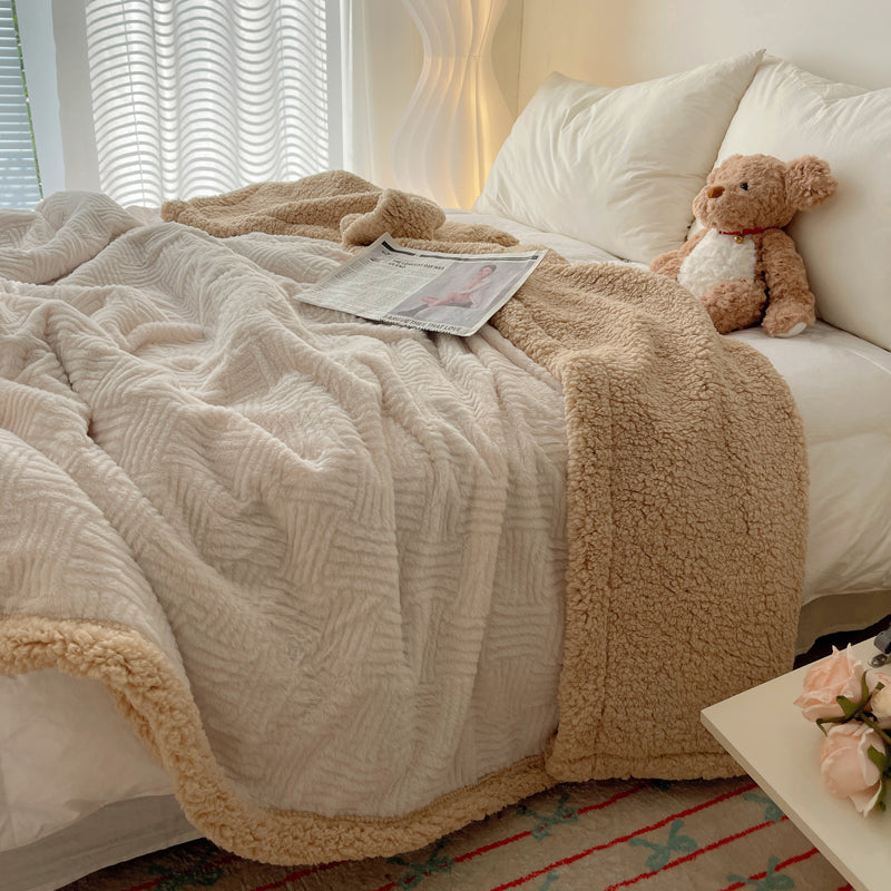 6color block tile boa blanket