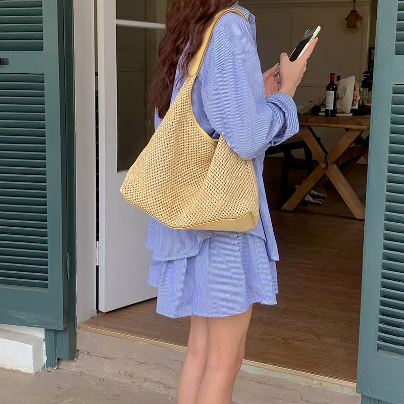 4color inner pouch straw bag