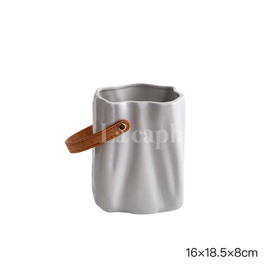leather handle vase (3colors)