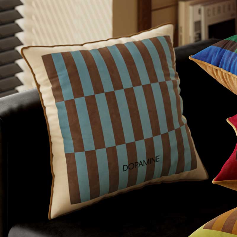 4color retro check cushion