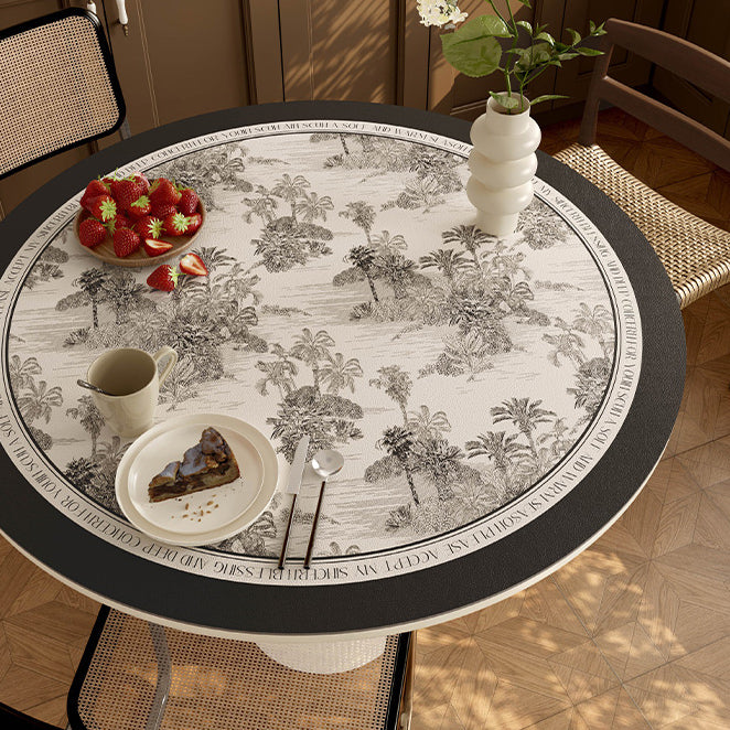 black glorious tree round table mat