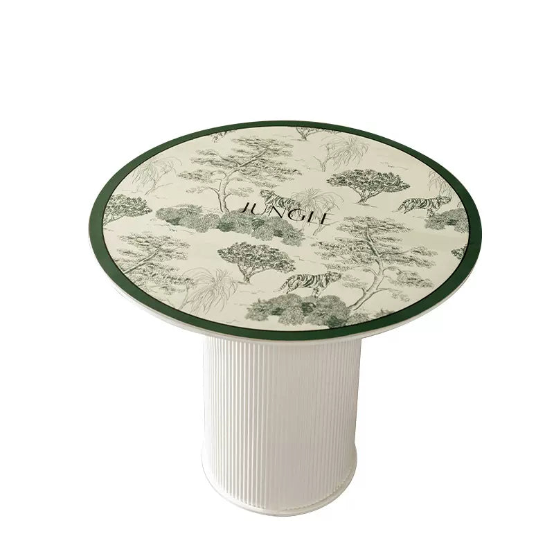 2color green retro forest round table mat
