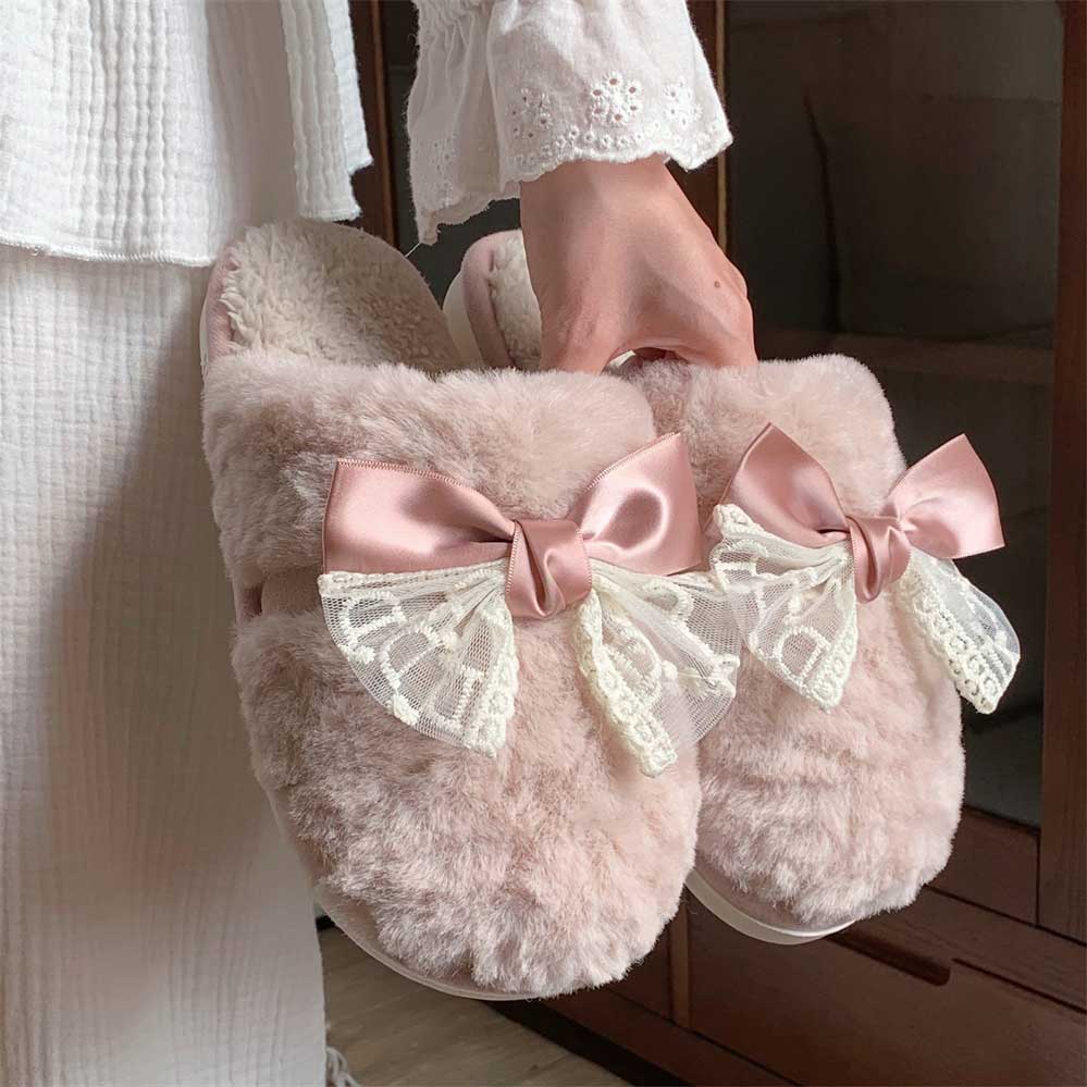 4color lace ribbon room shoes
