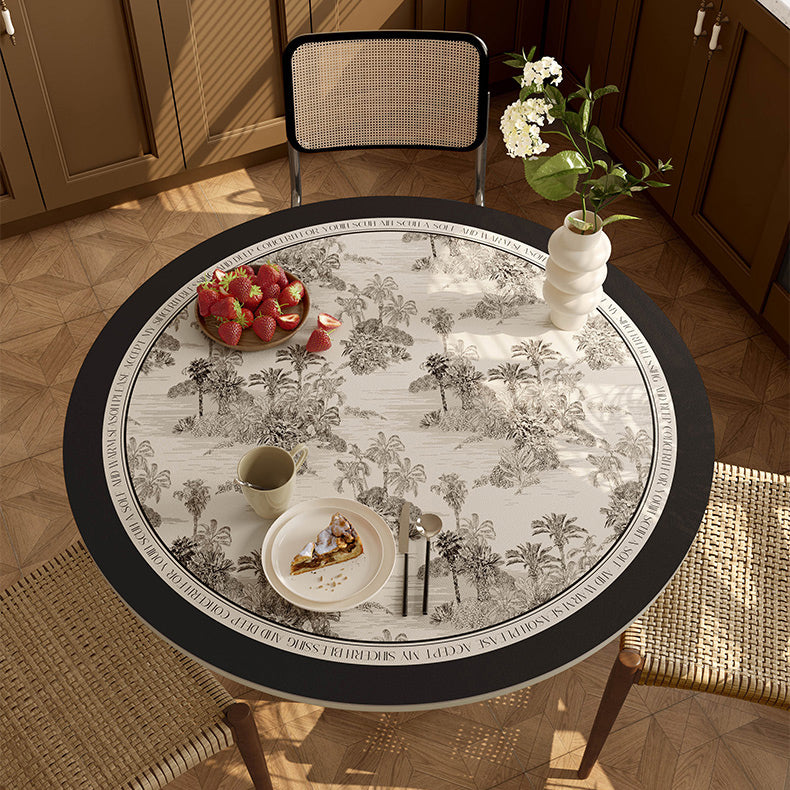 black glorious tree round table mat