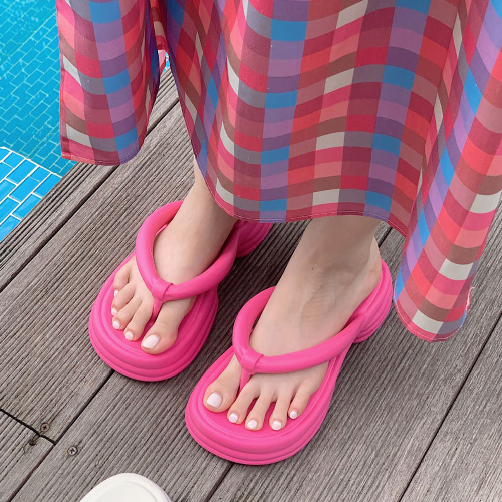 7color chunky heel rubber room shoes