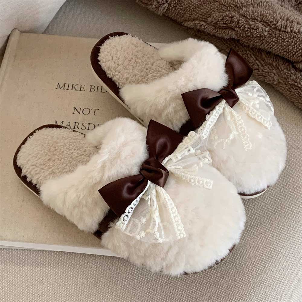 4color lace ribbon room shoes