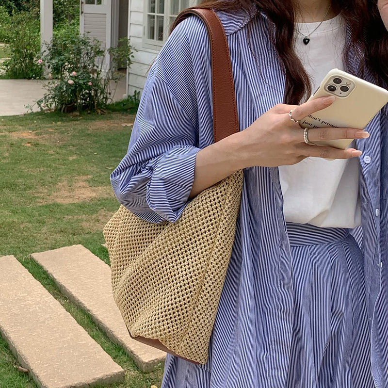 4color inner pouch straw bag