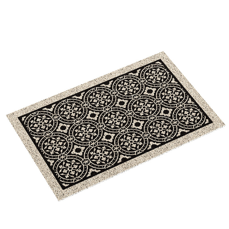 2color monotone flower tile door mat