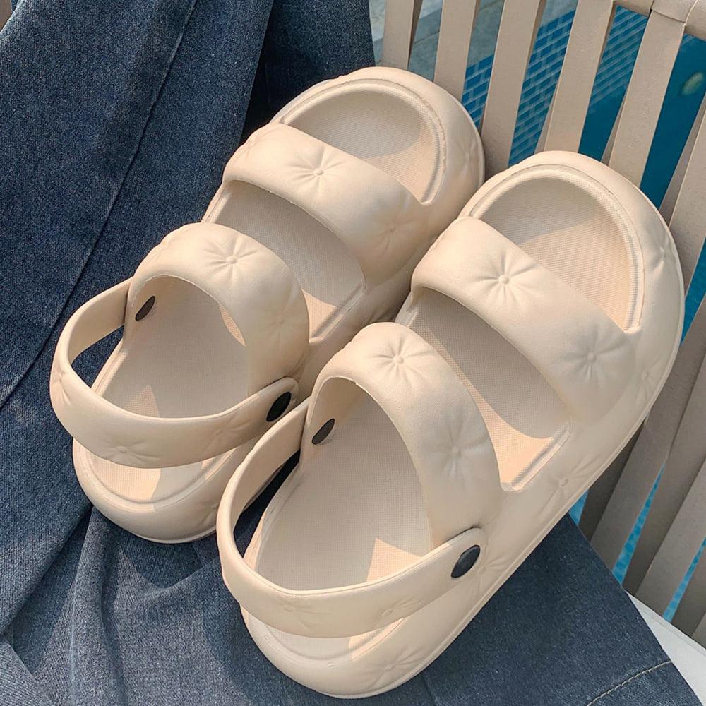 3color button rubber room shoes