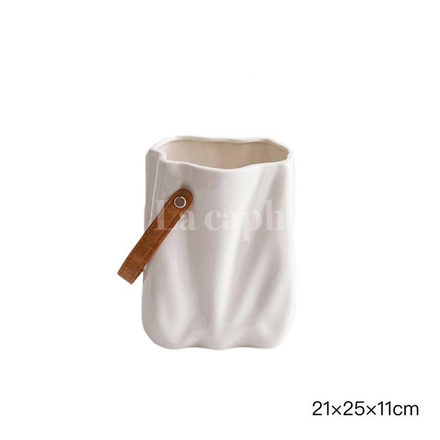 leather handle vase (3colors)