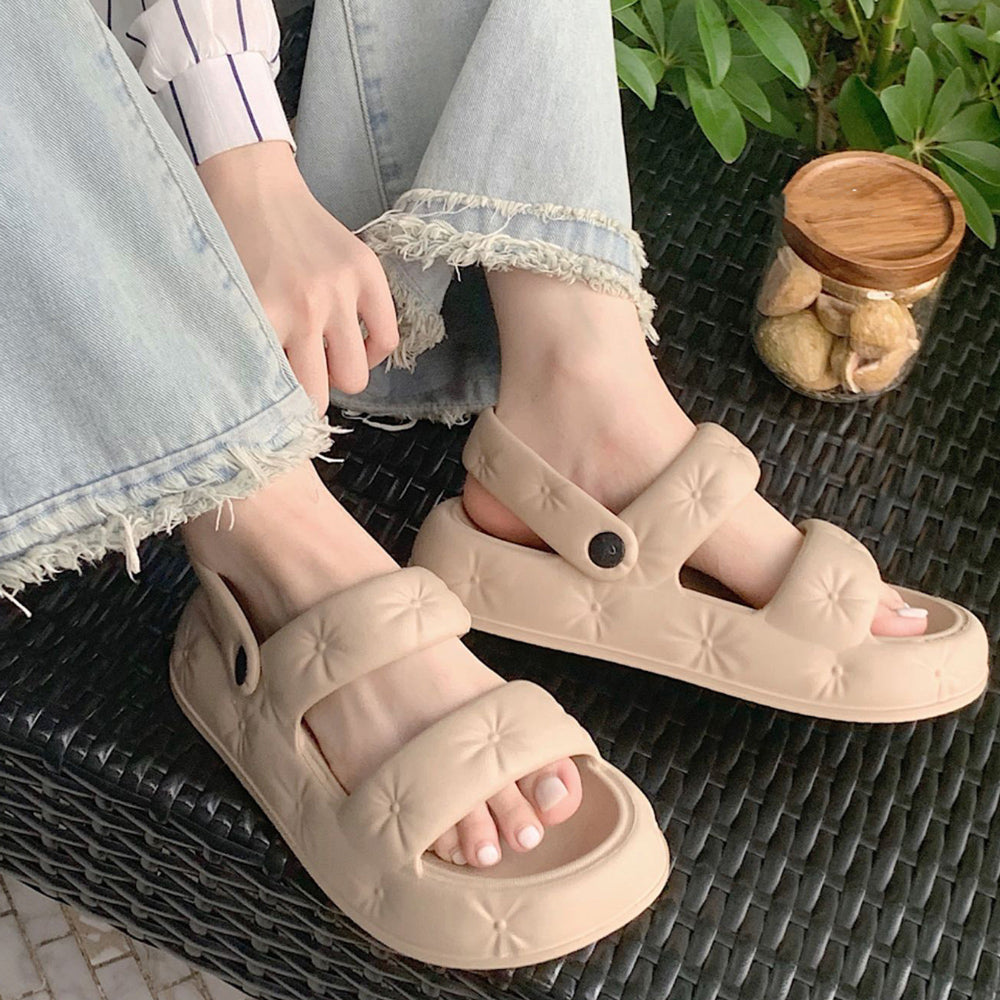 3color button rubber room shoes