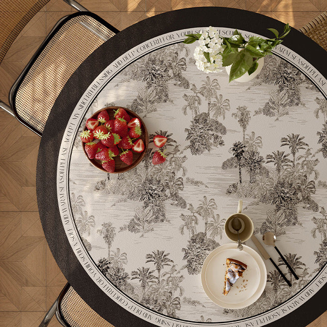 black glorious tree round table mat