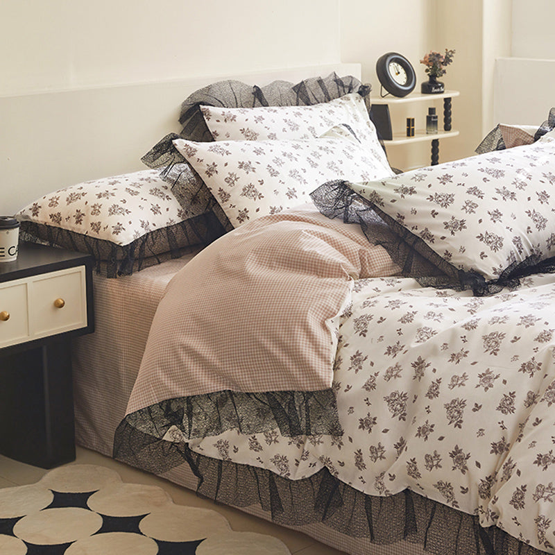 6design black mesh frill bedlinen set
