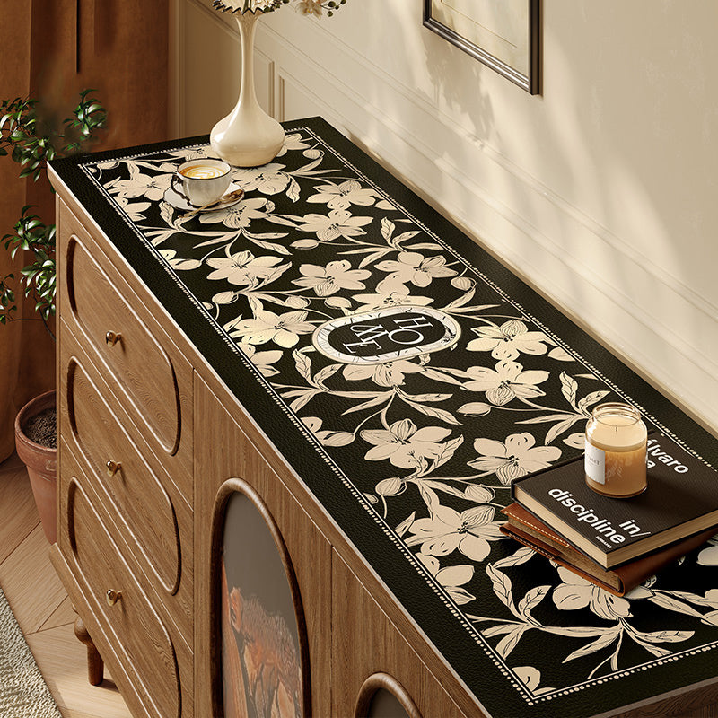 home black flower shelf mat
