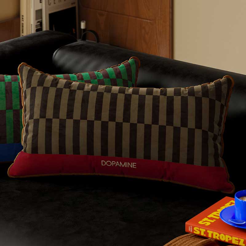 4color retro check long cushion