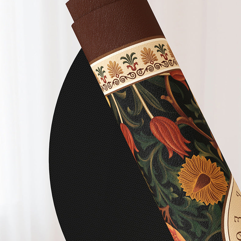 brown retro flower toilet mat