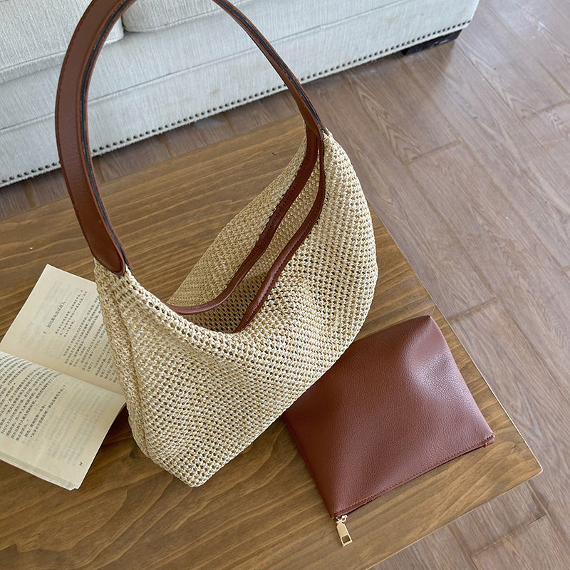 4color inner pouch straw bag