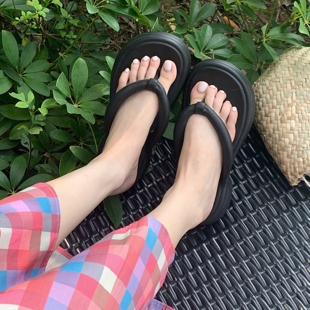 7color chunky heel rubber room shoes