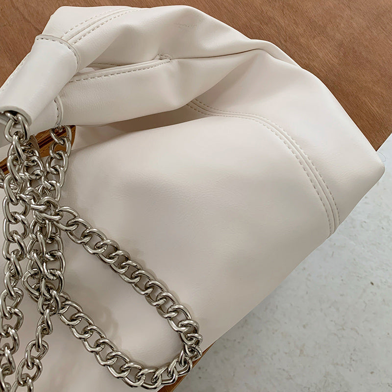 2color chain strap leather bag