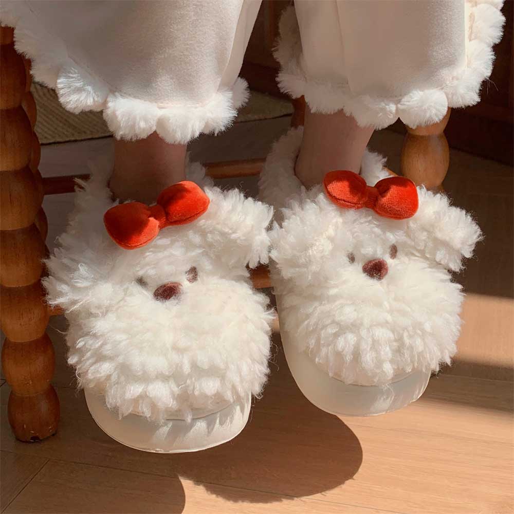 3color fur dog room shoes